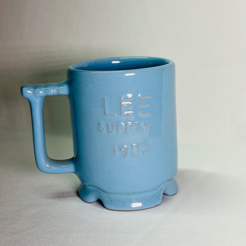 Lee Supply Mug 1982 Blue‎ Frankoma Pottery Coffee Cup Novelty Collectible